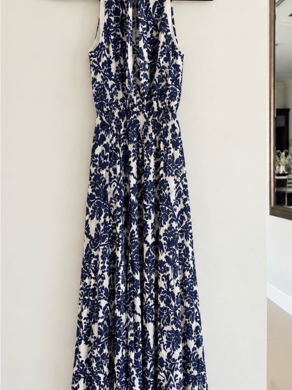 Emma & Michele Navy and White Floral Print Maxi Dress